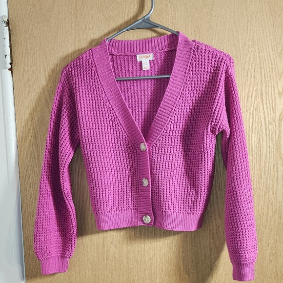 Cat & Jack Fuchsia Button-Up Sweater - Picture 1 of 9